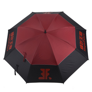 Customized Printing Logo Auto Open Black And Red Vented Golf Umbrella