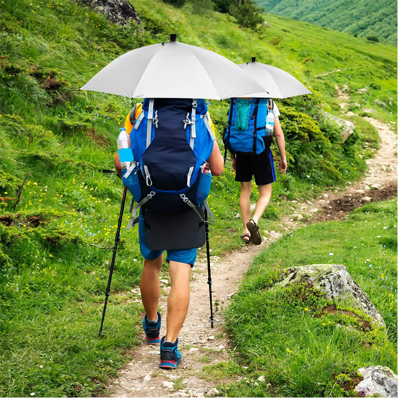 High Quality Uv Protective Ultralight Mountaineering Backpacking Umbrella Hands Free Hiking hat Umbrella