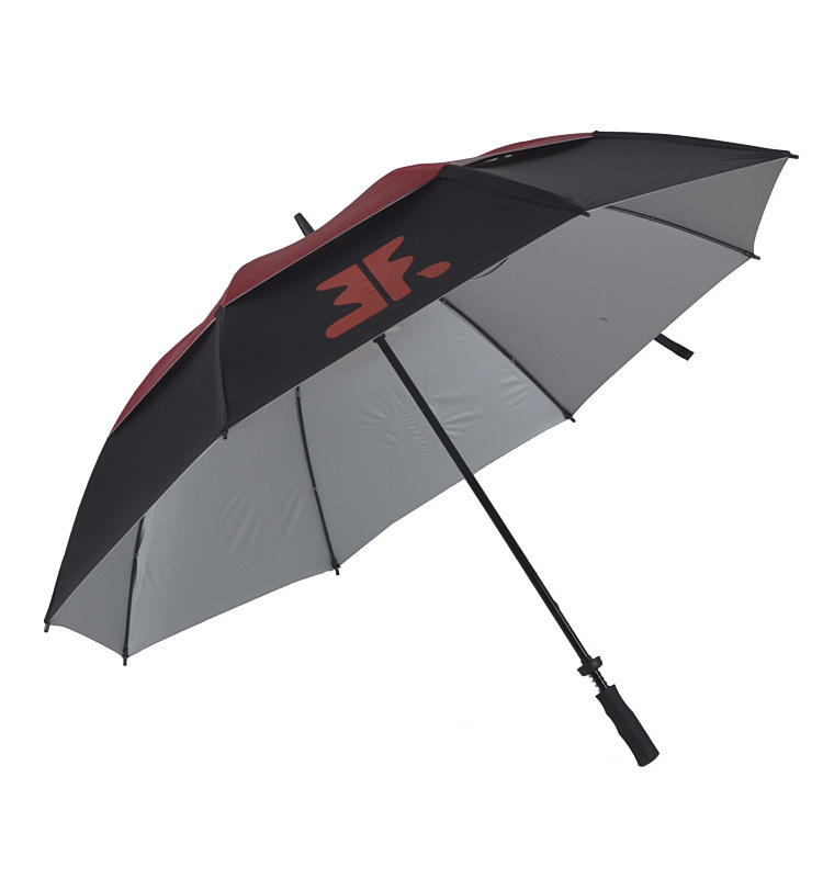 Customized Printing Logo Auto Open Black And Red Vented Golf Umbrella