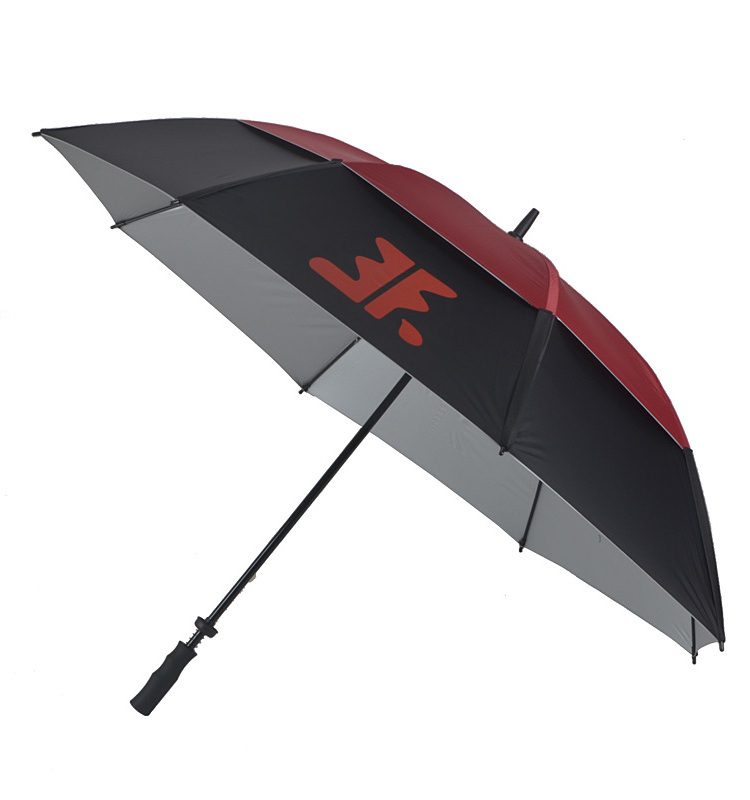 Customized Printing Logo Auto Open Black And Red Vented Golf Umbrella