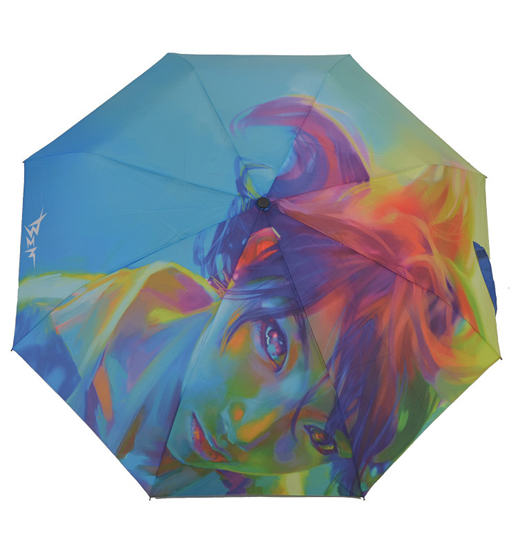 Custom Size Photo Print 3 Foldable Umbrella Outdoor Parasol Compact Rain Folding Umbrella for Kids