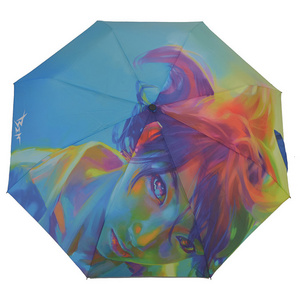 Custom Size Photo Print 3 Foldable Umbrella Outdoor Parasol Compact Rain Folding Umbrella for Kids