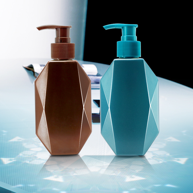 100ml 200ml 300ml 500ml 800ml Luxury Brown Blue Green White PET Plastic Diamond Shape Bottle Shampoo Liquid Bottle