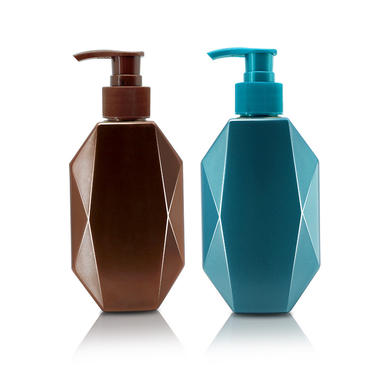 100ml 200ml 300ml 500ml 800ml Luxury Brown Blue Green White PET Plastic Diamond Shape Bottle Shampoo Liquid Bottle