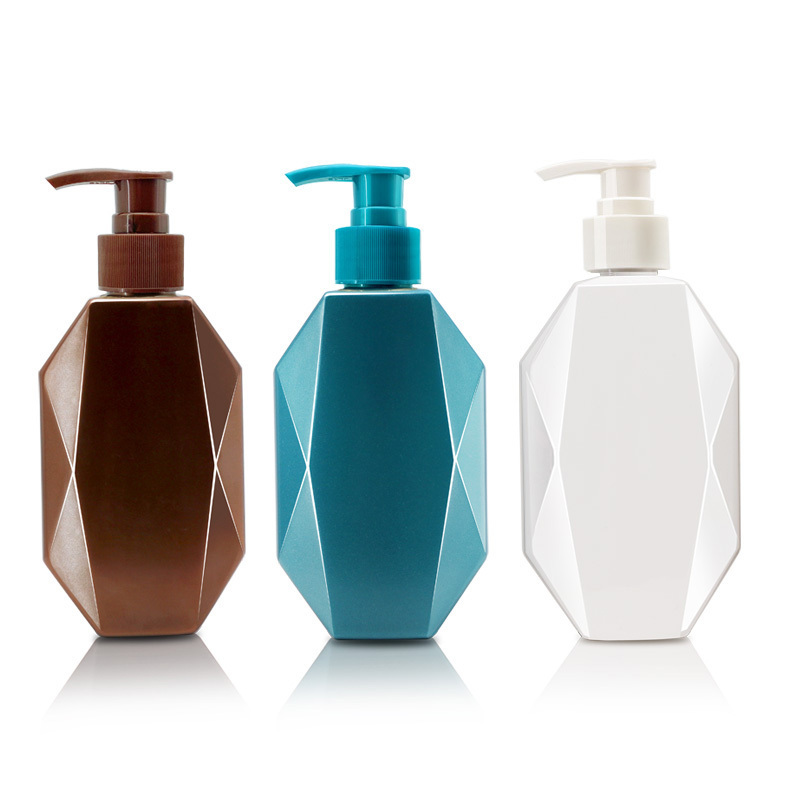 100ml 200ml 300ml 500ml 800ml Luxury Brown Blue Green White PET Plastic Diamond Shape Bottle Shampoo Liquid Bottle