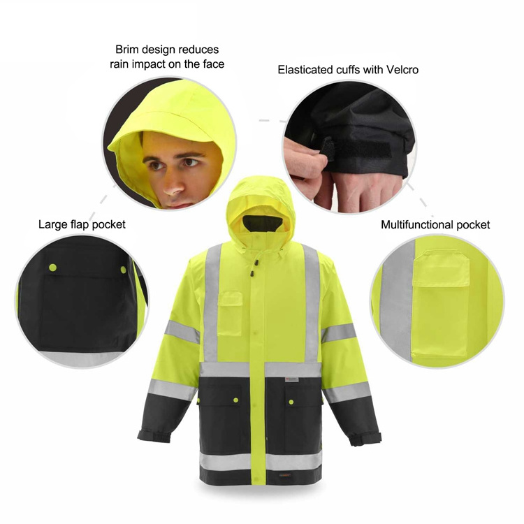 High Visible Customized Winter Industrial Construction Reflective Vest Guangzhou With Logo Safety Reflective Vest