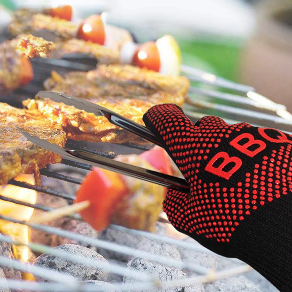 Kitchen Household Work Silicon Oven Gloves Handschuhe Arbeit Heat Resistant Baking Stove Grill Cotton Bbq Gloves