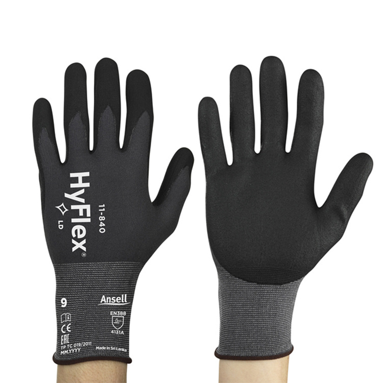 HyFlex 11-840 Guantes De Nitrilo Wholesale Oil Cut Resistant Mechanic Gloves For Work Industrial Foam Nitrile Safety Gloves