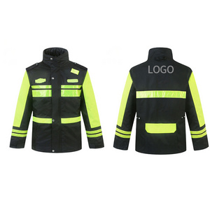 Custom Logo Construction Worker High Visibility Winter Warm Padded Night Reflective Windbreaker Reflector Safety Jacket