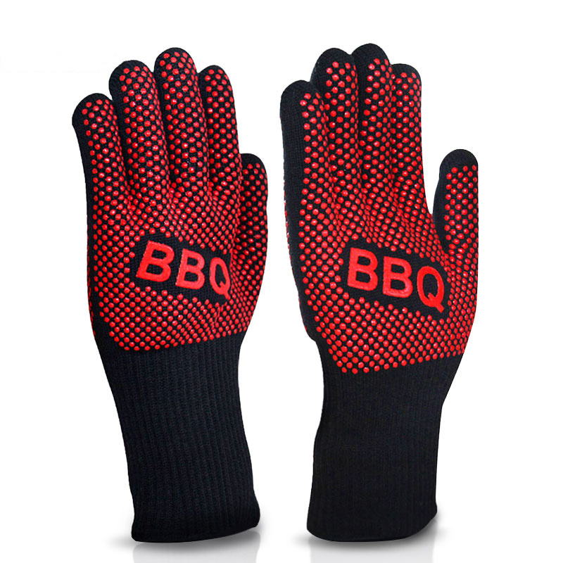 Kitchen Household Work Silicon Oven Gloves Handschuhe Arbeit Heat Resistant Baking Stove Grill Cotton Bbq Gloves