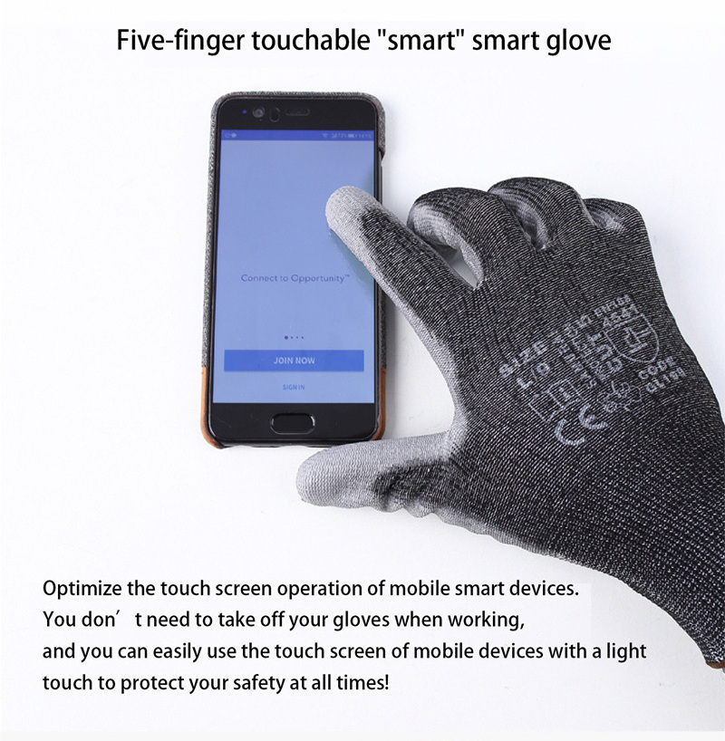 Wholesale Touchscreen Pu Soft Coated Protective Work Gloves Cut Resistant Guantes De Trabajo Industrial Safety Gloves