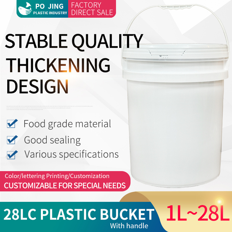 28 Liter PP white plastic bucket with tear strip lid for Shoe Adhesive