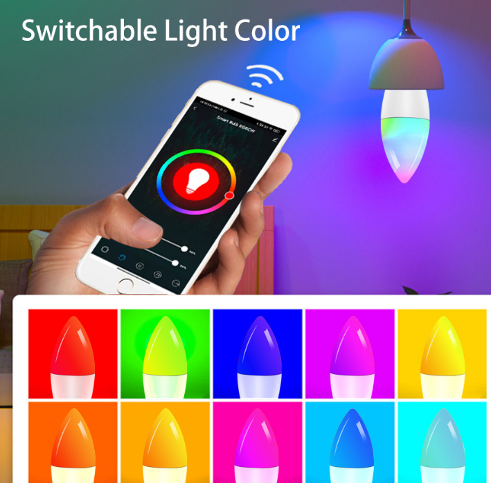 MOQ 2 wifi smart led light bulb TUYA smart candle bulb E14  5W 7W 9W 12W smart bulbs