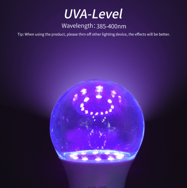 UV purple light black bulb Ultraviolet UVA 9W 385nm-400nm LED Black Light Bulb for Halloween haunted house decoration