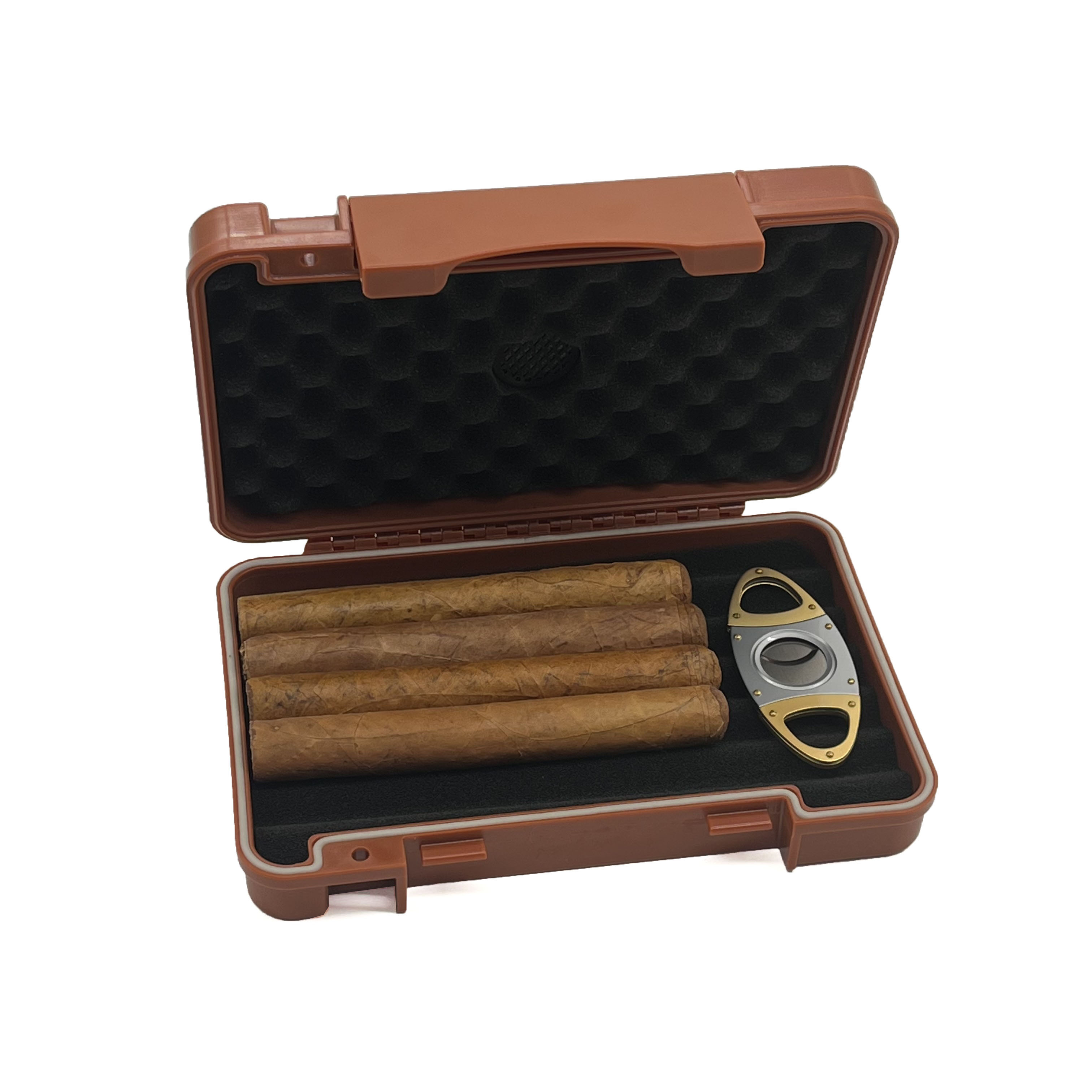 Factory wholesale temperature and humidity controlled black humidor plastic cigar box from China supplies