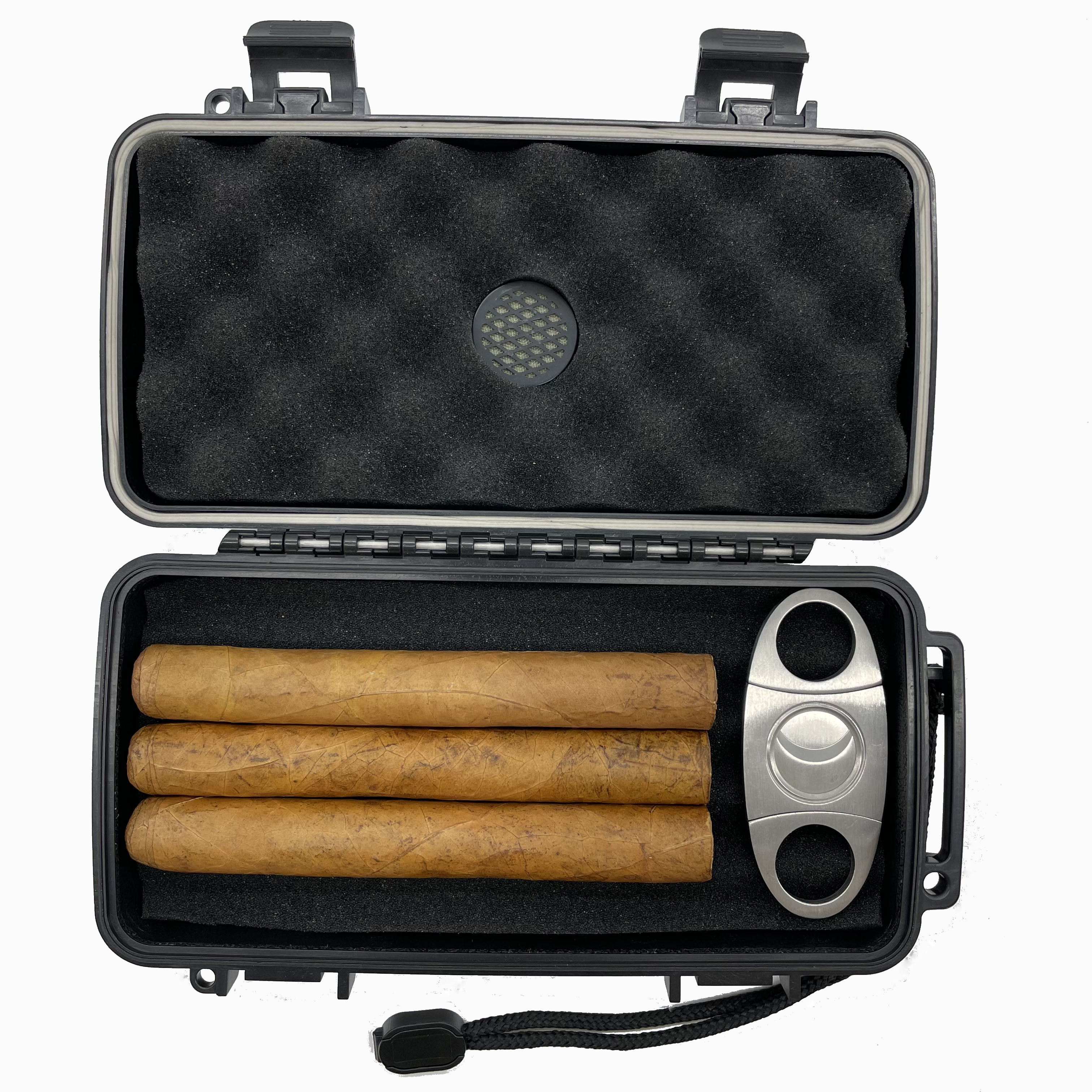 Manufacturer Custom Cigar Carry Travel Humidor Box Plastic Cigar Case with cutter