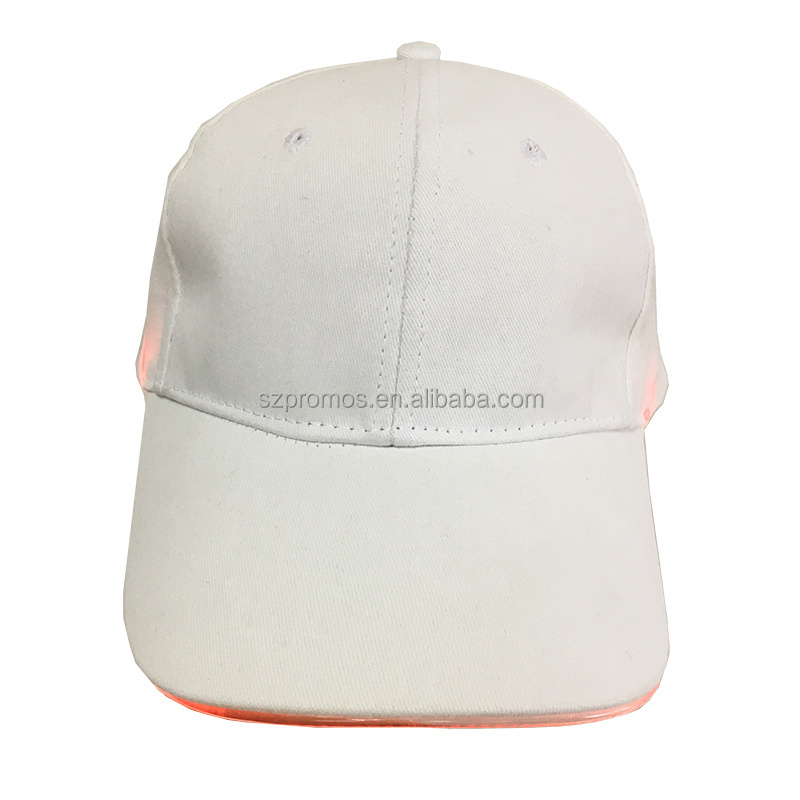 LED design high quality advertising new design caps luminous mountaineering light 6-panel cotton sun baseball cap hat