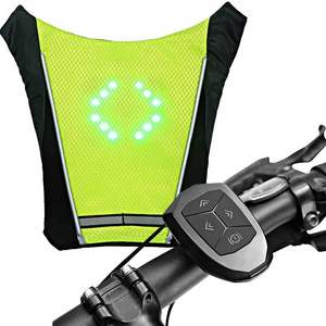 LED Wireless Reflective Luminous Safety Warning Direction Bicycle Led Turn Signal Vest for Night Cycling