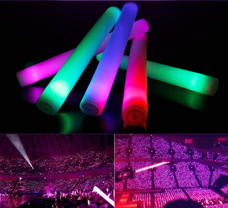 Personalized Color LED Neon Glo Lighting Long Flashing Star Batons-Customized Foam Stick Glow Sticks for Concerts & Parties