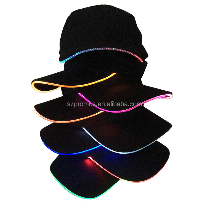 LED design high quality advertising new design caps luminous mountaineering light 6-panel cotton sun baseball cap hat