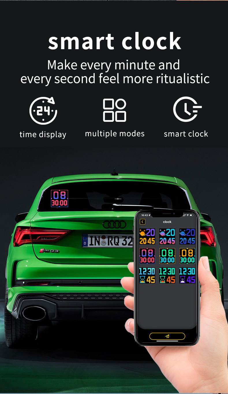 Car Led Screen Display Car Display Screen Panel APP Programmable Rear Window Digital 3d Car Display