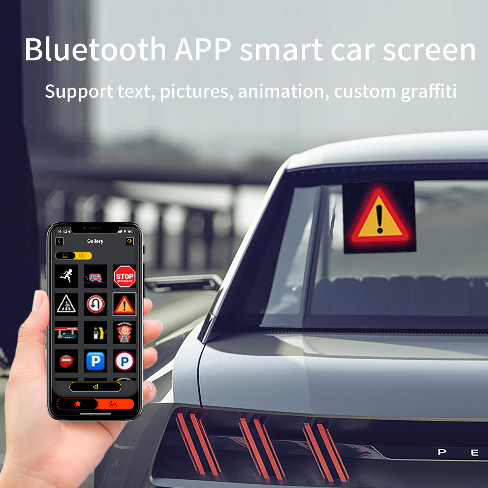 Car Led Screen Display Car Display Screen Panel APP Programmable Rear Window Digital 3d Car Display