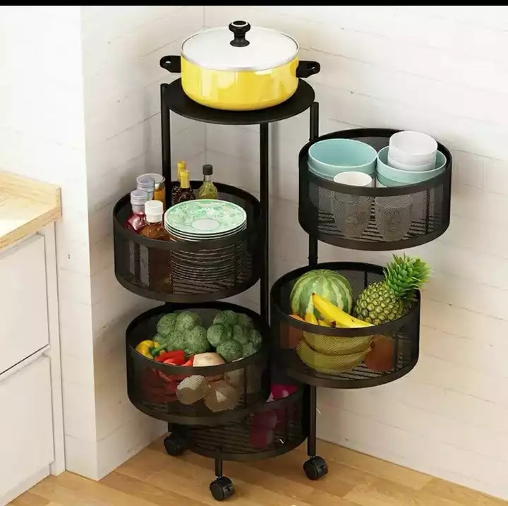 Hot Sale stainless steel kitchen storage rotatable shelf 3/4/5 layers vegetable or fruit storage rack