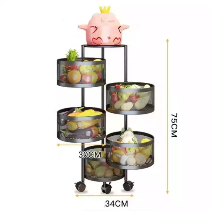 Hot Sale stainless steel kitchen storage rotatable shelf 3/4/5 layers vegetable or fruit storage rack