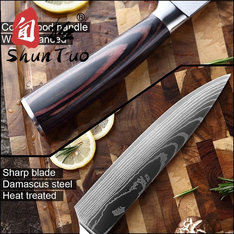 professional china colorful german damascus stainless steel chef steak butcher knife set kitchen knife