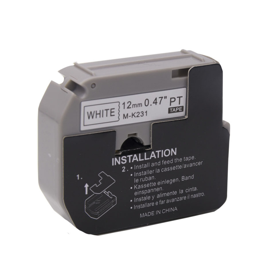 PUTY 12mm Black On White M Series Label Tape Cartridge Mk 231 M-k231 Mk231 For Pt85 Pt100 Pt110 p touch label printer