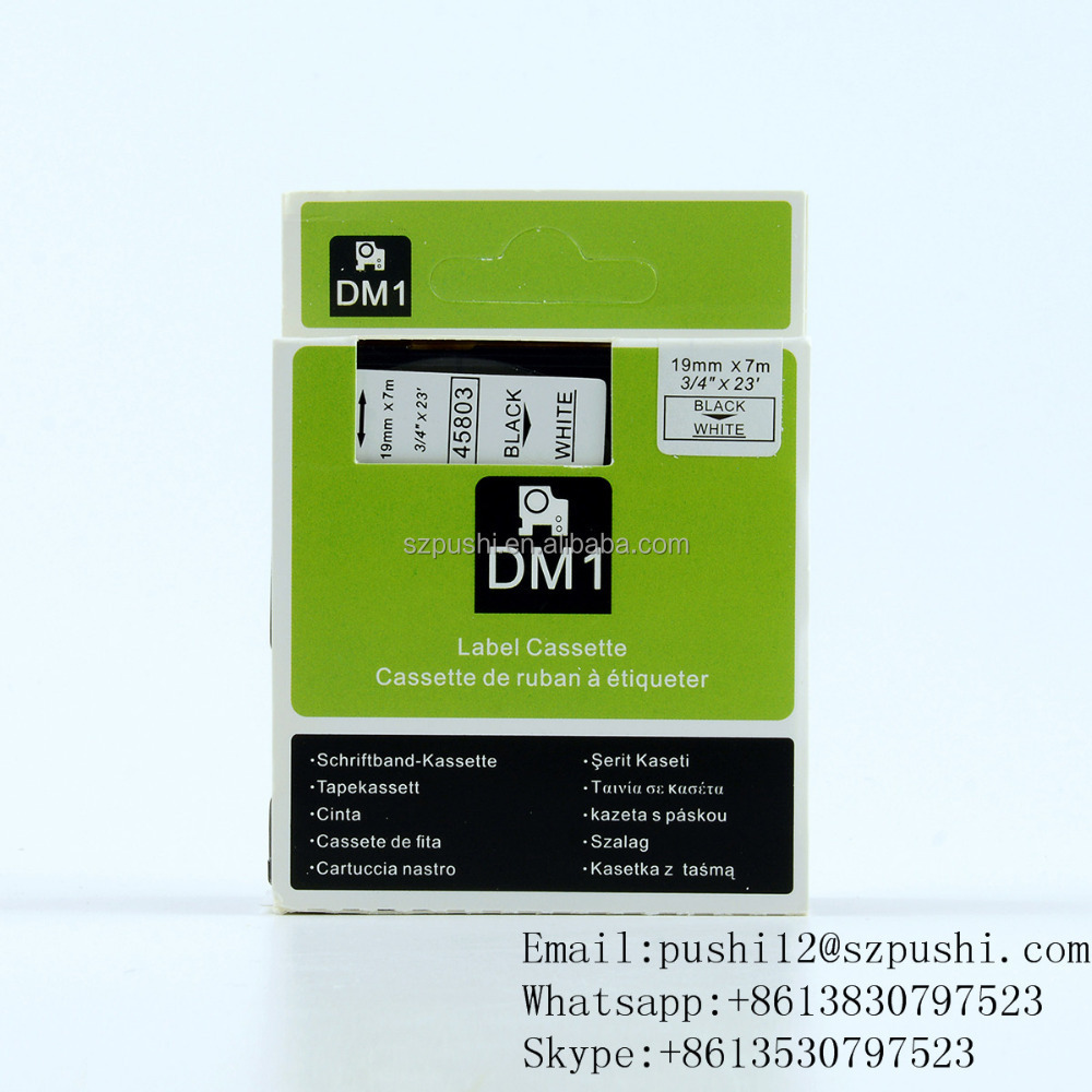 For DYMO cassette tape Black on white 19mm*7m 45803 For dymo label maker tape printer ink cartridge Compatible 12mm Width Ribbon