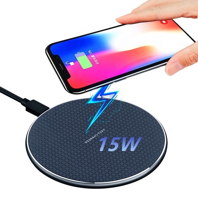 High Quality Custom Logo wholesale CE ROHS  portable 15W 10w Qi Wireless Charger Pad Led Light Fast Charging Wireless Charger