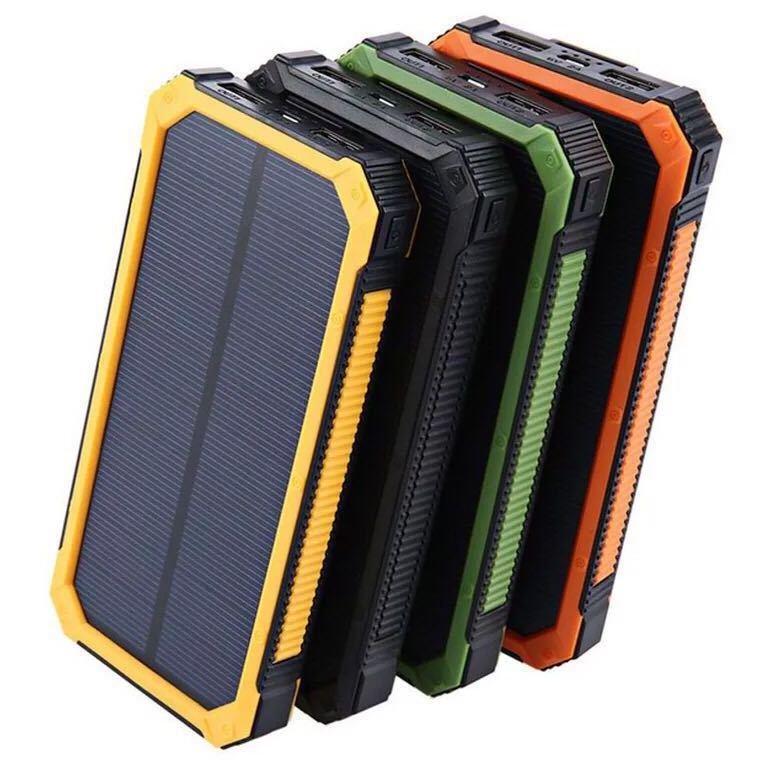 Waterproof Outdoor Portable Solar Charger Power Bank 20000 Mah Solar Powerbanks 2  Micro USB Mobile Battery Chargers