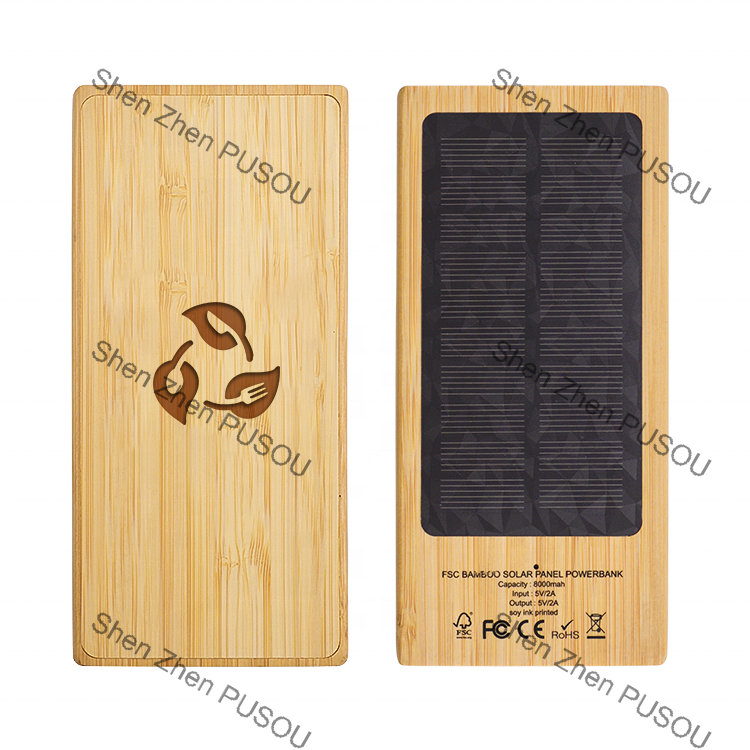 trend product 2022 new arrival electron solar phone charger unique product to sell bamboo wooden 8000mah powerbank solar