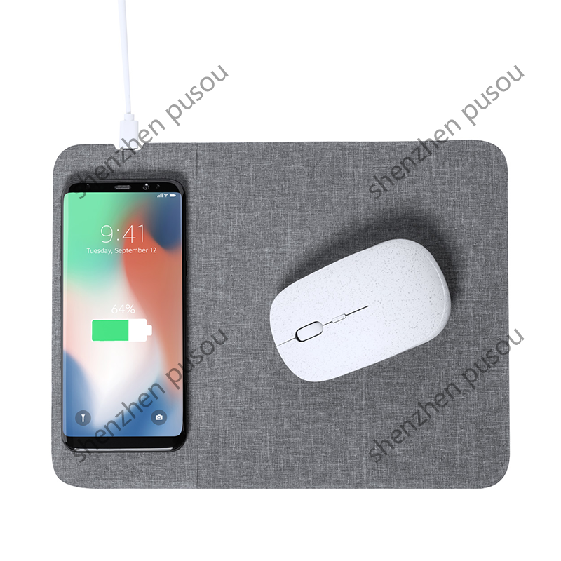 Non-slip base and integrated smartphone holder charger rpet Mousepad with built-in wireless charger