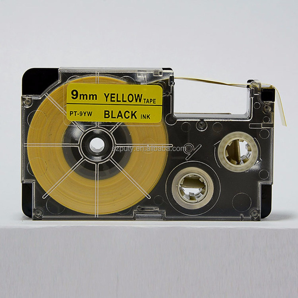 PUTY Black on Yellow 9mm Printer Ribbon PT-9YW XR-9YW Compatible Tape Cartridge For KL-60L label Printer ez label machine tape