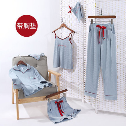 wholesale women loungewear 7 pcs pijama set femme sleeping suits Lady cotton casual wear 100% Cotton Pajamas