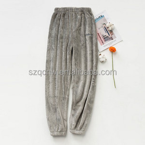 wholesale custom factory women full length winter thick coral fleece sleep bottom pajamas pants