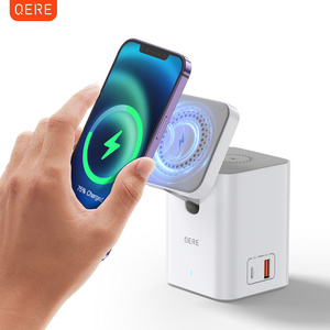 QERE Mobile Phone Magnetic Wireless Charger Station Fast Charging Safe Multi-functional Portable Foldable Mini  Wireless Charger