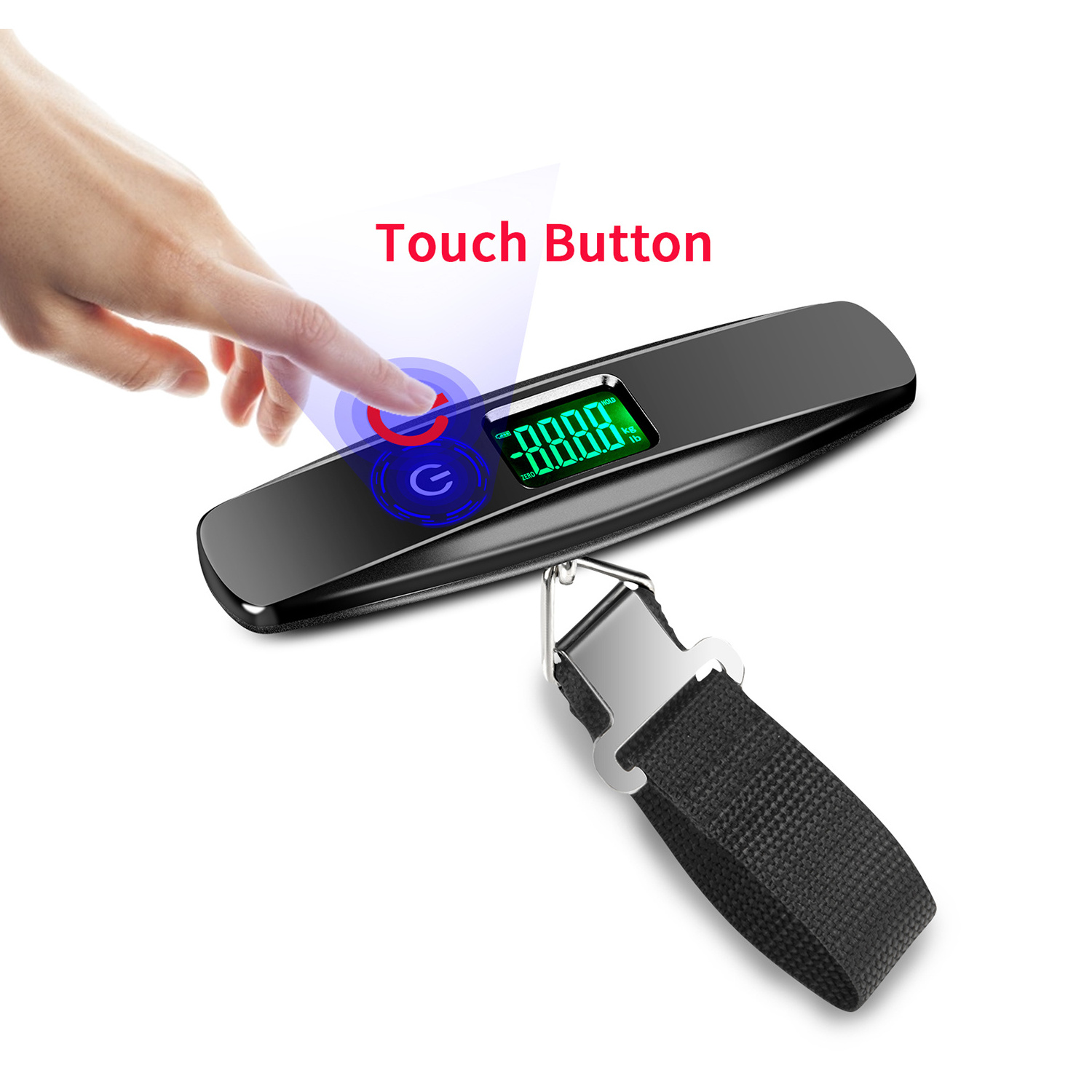 Factory Patent OEM ODM OBM 50kg/110lb Touch Button ABS Smart LCD Green Backlight Display Luggage Scale for Baggage Weight