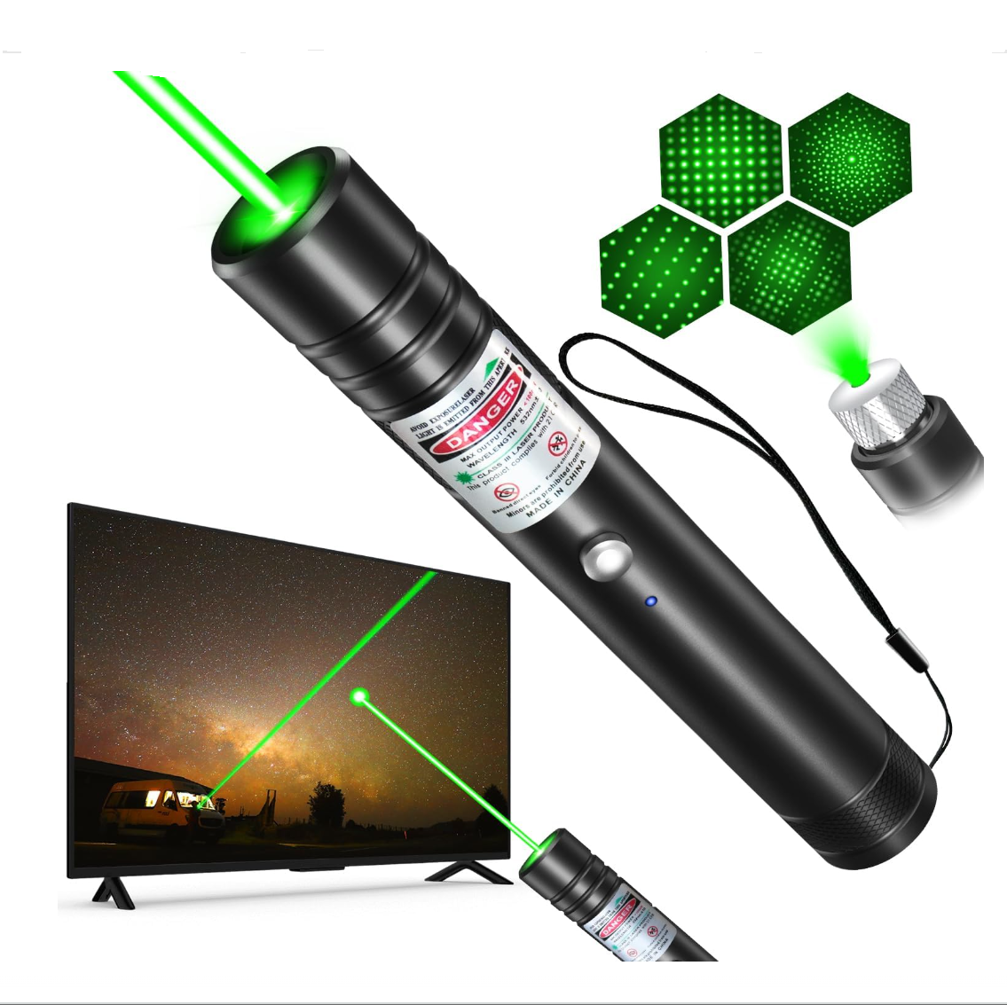 USB Rechargeable Green Laser Pointer high Power Long Range Laser Beam Pen