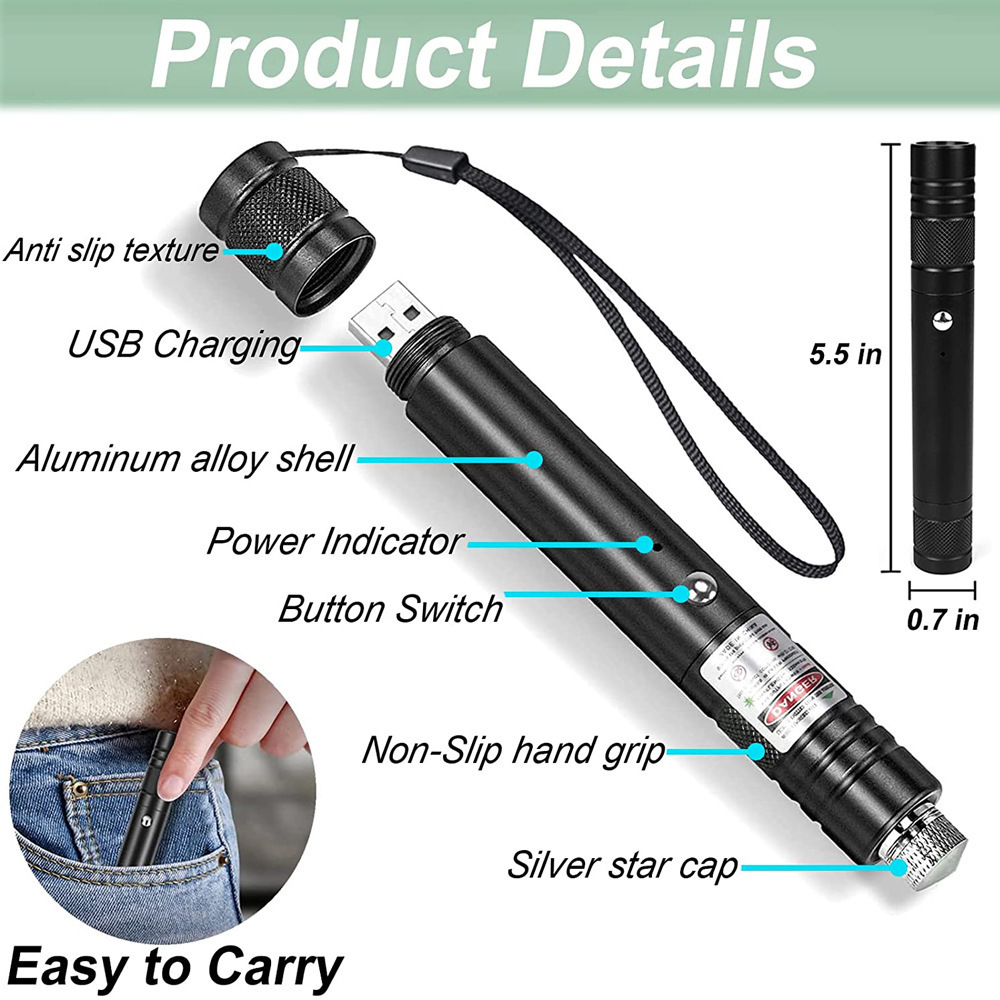 Green Laser Pointer Star light Long-Range high-Power Laser Pointer Adjustable Mode