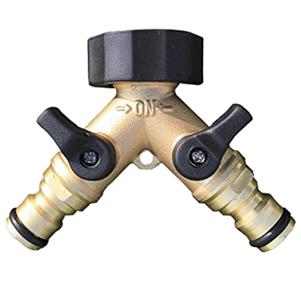 Brass 2-way Garden Tap Female 3/4 Y Irrigation Valve Water Splitter Quick Connector Garden Hose Splitter