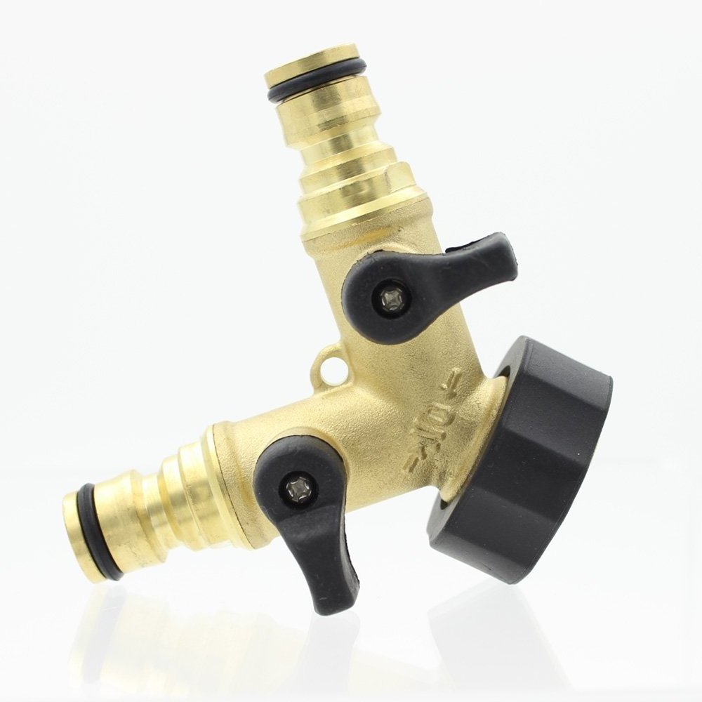 Brass 2-way Garden Tap Female 3/4 Y Irrigation Valve Water Splitter Quick Connector Garden Hose Splitter