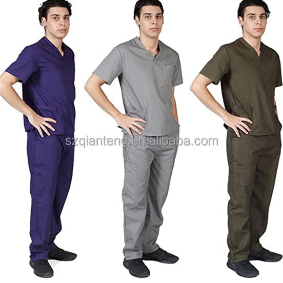 AQTQ Custom Fashion Polyester Spandex Cotton Spa Salon Nursing Medical Hospital Nurse Designer Scrubs Uniforms Sets for Men