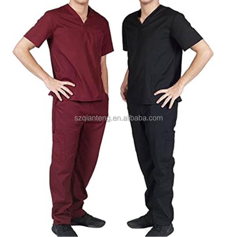 AQTQ Custom Fashion Polyester Spandex Cotton Spa Salon Nursing Medical Hospital Nurse Designer Scrubs Uniforms Sets for Men