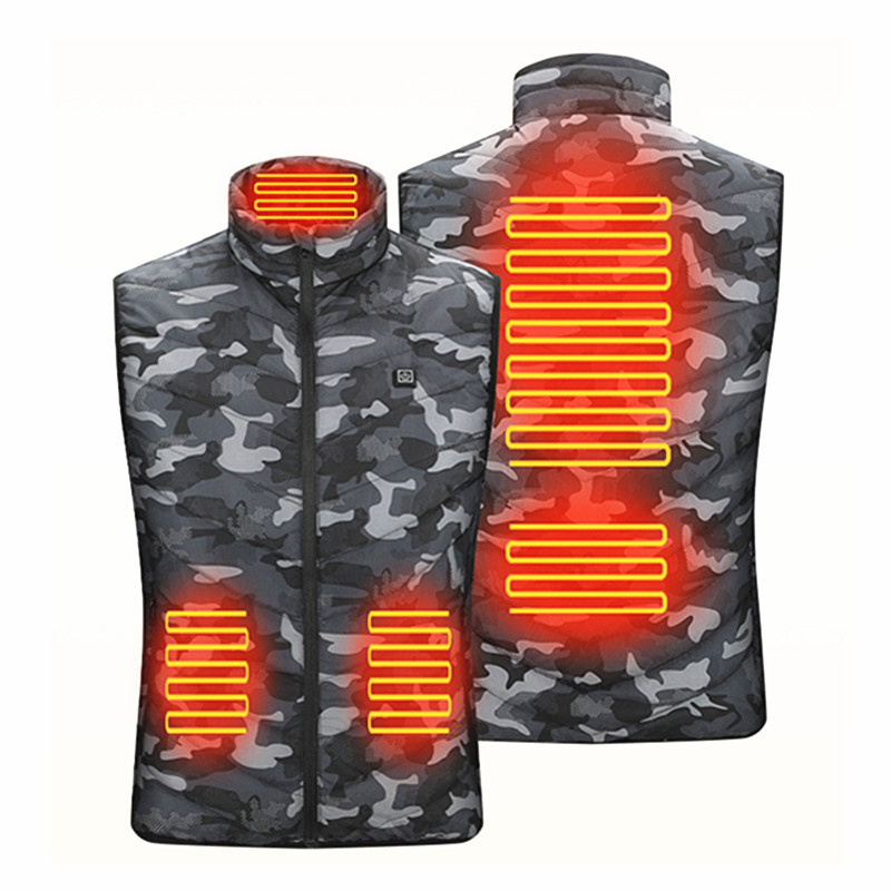 12V 7.4V 5V Rechargeable Battery Camo Gillet Heated Clothes Heating Electric Puffer Motorcycle Hunting Vest Mens for Hunting