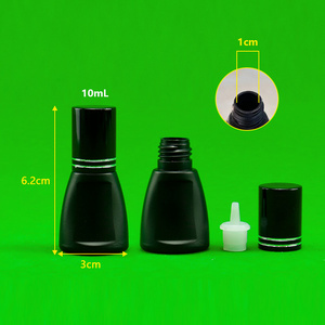 portable small mini sample 10ml black gold silver nail polish eyelash mascara eyeliner glue empty plastic bottle