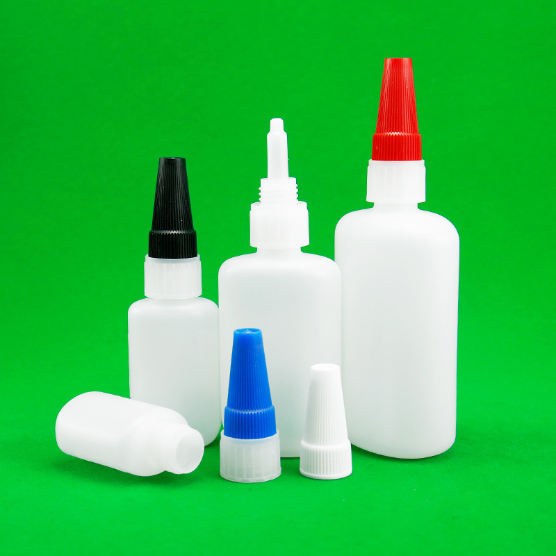 Empty plastic dropper cyanoacrylate super glue bottle with Cap and Logo Printing for Seal and Adhesion Packaging