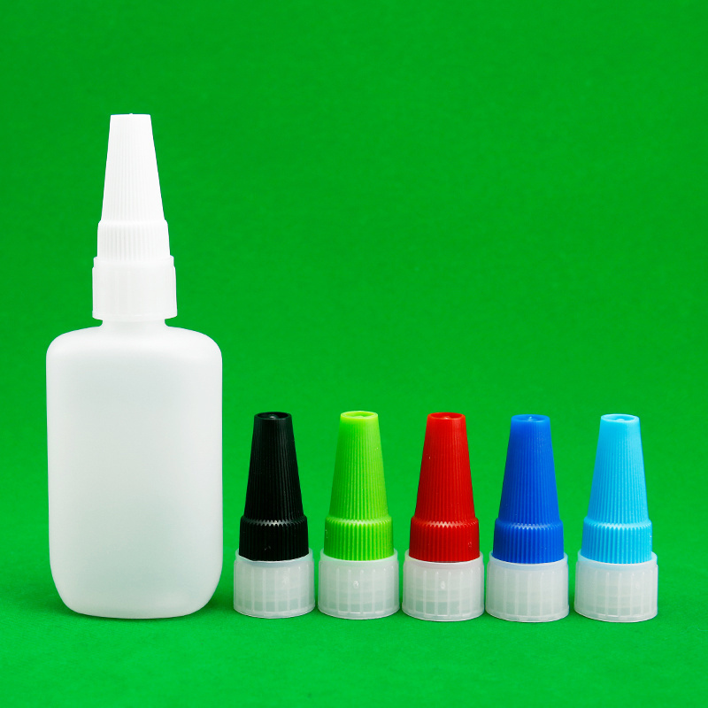 Empty plastic dropper cyanoacrylate super glue bottle with Cap and Logo Printing for Seal and Adhesion Packaging